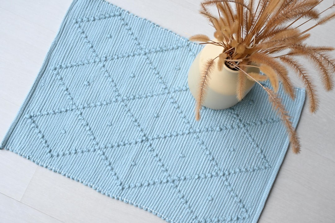 Mini Baby Blue Rug, Mini Rug, Bathroom Rug, Shower Rug, Bohemian Rug ...