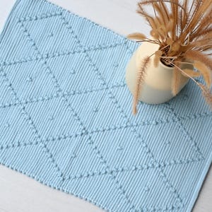 Mini-Teppich in Babyblau, Mini-Teppich, Badezimmerteppich, Duschteppich, Boho-Teppich, Mini-Baumwollteppich, maschinenwaschbarer Teppich, geometrischer blauer Teppich