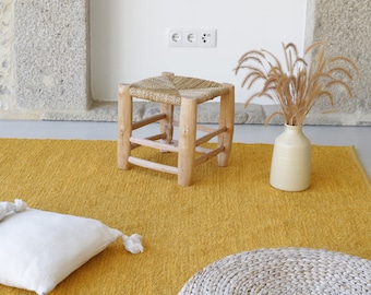 Large mustard yellow rug 200x300 cm, yellow area rug, living room rug, kids rug, nursery rug, yellow bedroom rug, contemporary decoration