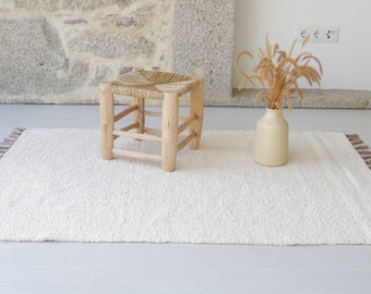 Tappeto color crema medio 150x100 cm, tappeto da camera da letto ecru, tappeto vivaio, tappeto di straccio portoghese, tappeto boho, tappeto boho, tapis beige, teppich beige