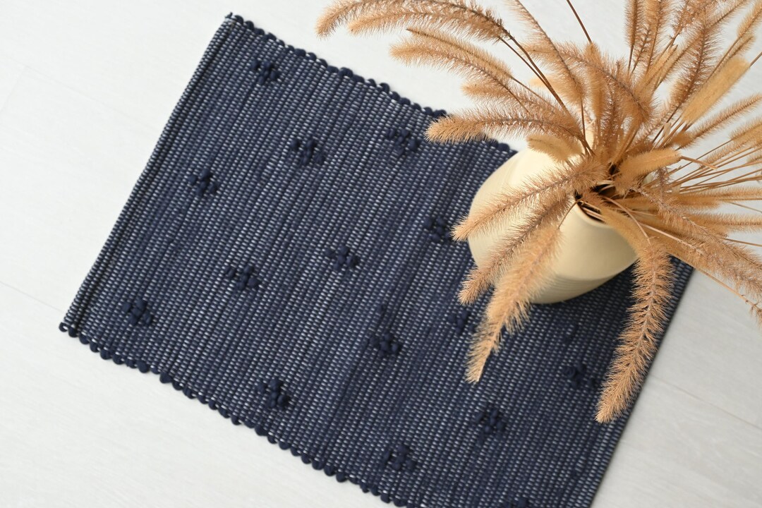 Mini Dark Blue Rug, Navy Blue Rug, Shower Rug, Bathroom Rug, Bath Mat ...