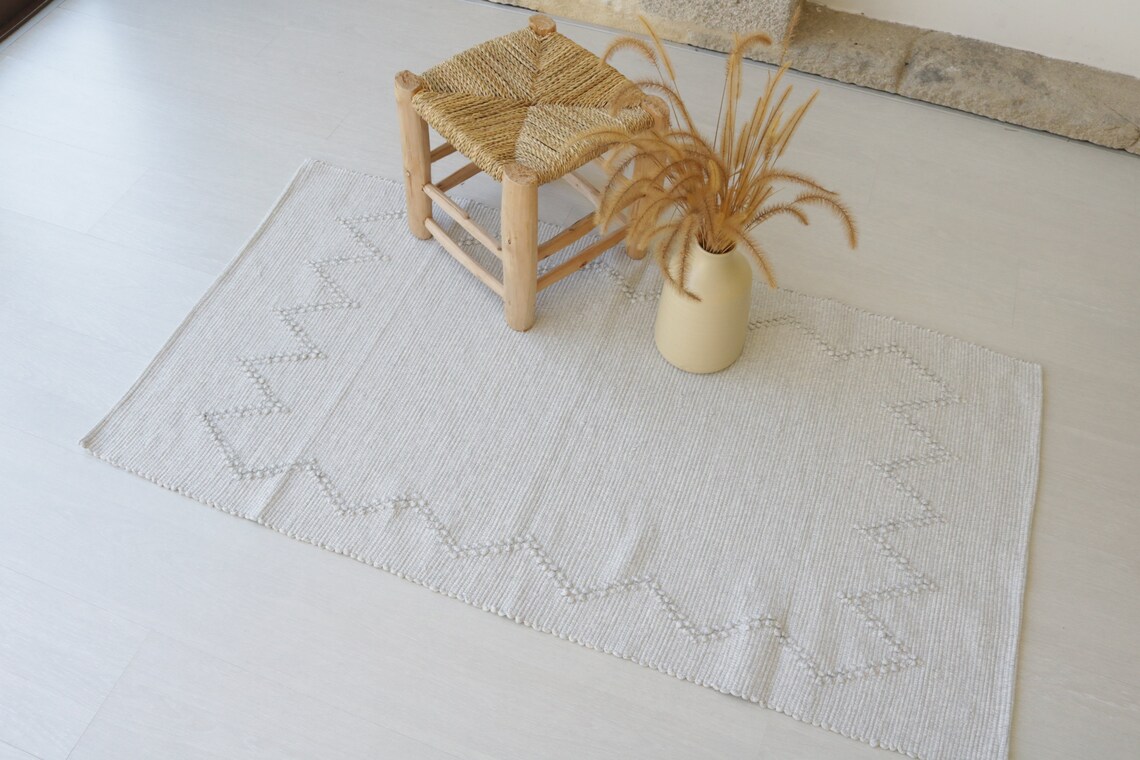 Medium handwoven gray rug bathroom rug bedroom rug kitchen | Etsy