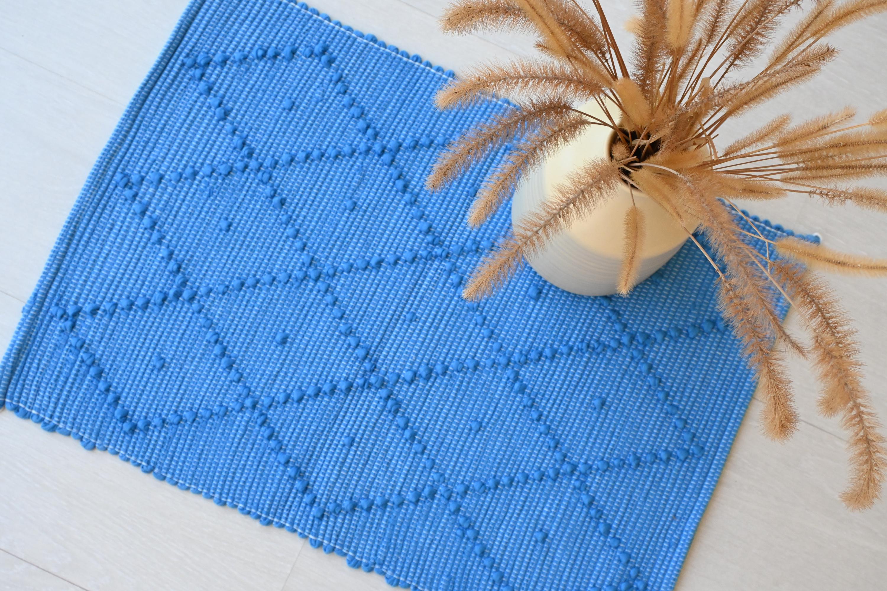 Mini tapis bleu, mini tapis, tapis de bain, tapis d'entrée, tapis de douche, tapis de bain, tapis de cuisine, tapis géométrique, tapis portugais, tapi