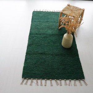 Medium handwoven green rug, soft rug, area rug, bohemian rug, Farmhouse decor, machine washable rug, green cotton rug, bedroom rug, bath rug image 4