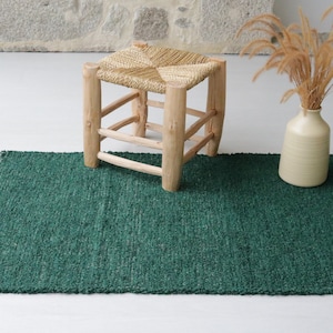 Medium handwoven green rug, soft rug, area rug, bohemian rug, Farmhouse decor, machine washable rug, green cotton rug, bedroom rug, bath rug image 1