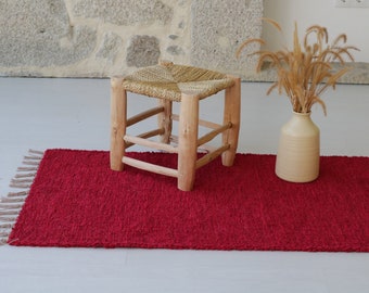 Medium handwoven red cotton rug, bathroom rug, bedroom rug, red rug, hallway rug, red carpet, kitchen rug, red bedside rug, roter Teppich