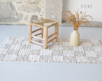 Tapis à carreaux moyens, tapis en coton d’échecs, tapis de salle de bain, tapis de cuisine, tapis de chambre à coucher, tapis boho, tapis scandinave, tapis à carreaux, tapis doux