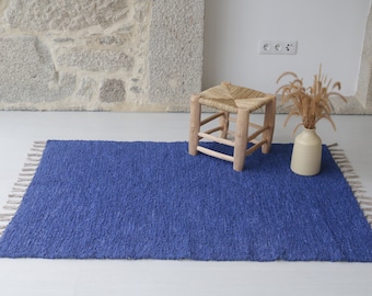 Medium cobalt blue rug 100x150 cm bedroom rug, kids rug, royal blue rug, bohemian rug, machine washable rug, blue cotton rug
