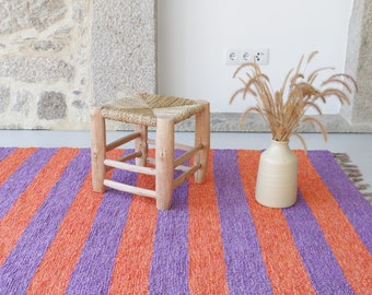 Großer lila und orangefarbener Teppich 140 x 200 cm, Wohnzimmerteppich, farbiger Teppich, Schlafzimmerteppich, Kinderzimmerteppich, Boho-Teppich, Salon-Tapis in Violett und Orange