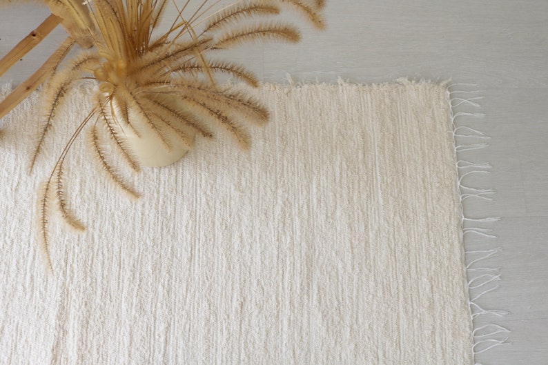 Medium Handwoven Cream Rug Cream Cotton Rug Bathroom Rug Etsy