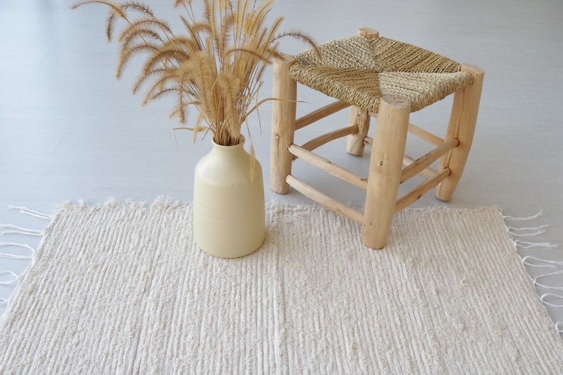 Small handwoven cream rug cotton rug bathroom rug bathroom Etsy