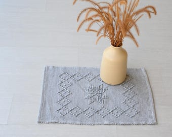 Alfombra mini gris, alfombra de algodón gris, alfombra de baño, alfombra de ducha, alfombra de entrada, alfombra escandinava, alfombra mini geométrica, alfombra portuguesa, alfombra de baño