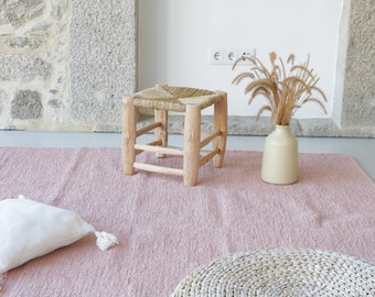 Grand tapis rose pastel tissé à la main 170x240cm, tapis de zone, tapis de pépinière, tapis de salon, tapis boho tapis doux pour enfants, tapis portugais tapis de pépinière