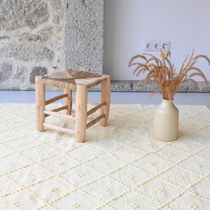 Large light yellow rug, yellow area rug, cotton rug, kids rug, bohemian rug, living room rug, bedroom rug, geometric rug, Scandinavian rug