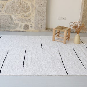 Extra large white and black carpet 200x300cm white area rug, abstract rug, living room rug, Scandinavian rug, bedroom rug, Sustainable rug image 3