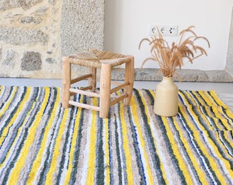 Large yellow and gray striped rug, yellow area rug, bedroom rug, living room rug, Farmhouse decor, dining room rug, rustic rug