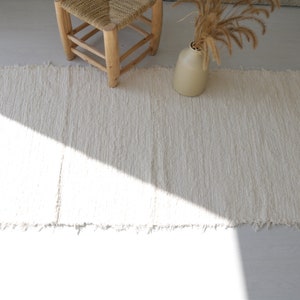 Tapis crème tissé à la main moyen, tapis en coton crème, tapis de salle de bain, tapis de cuisine, tapis de chambre à coucher, tapis de chambre d'enfant, tapis portugais, décor de tapis boho image 6