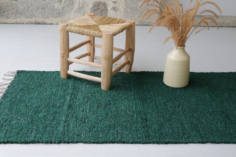 Medium handwoven green rug, soft rug, area rug, bohemian rug, Farmhouse decor, machine washable rug, green cotton rug, bedroom rug, bath rug image 9