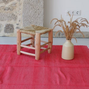 Alfombra roja grande tejida a mano, alfombra de picnic, alfombra de dormitorio, alfombra roja, alfombra de salón, decoración bohemia, alfombra de área roja, alfombra para niños, alfombra reciclada