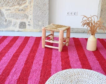 Large striped rug red and pink 2x3 m, living room rug, colored rug, nursery rug, bohemian rug, colored decoration, pink area rug bedroom rug