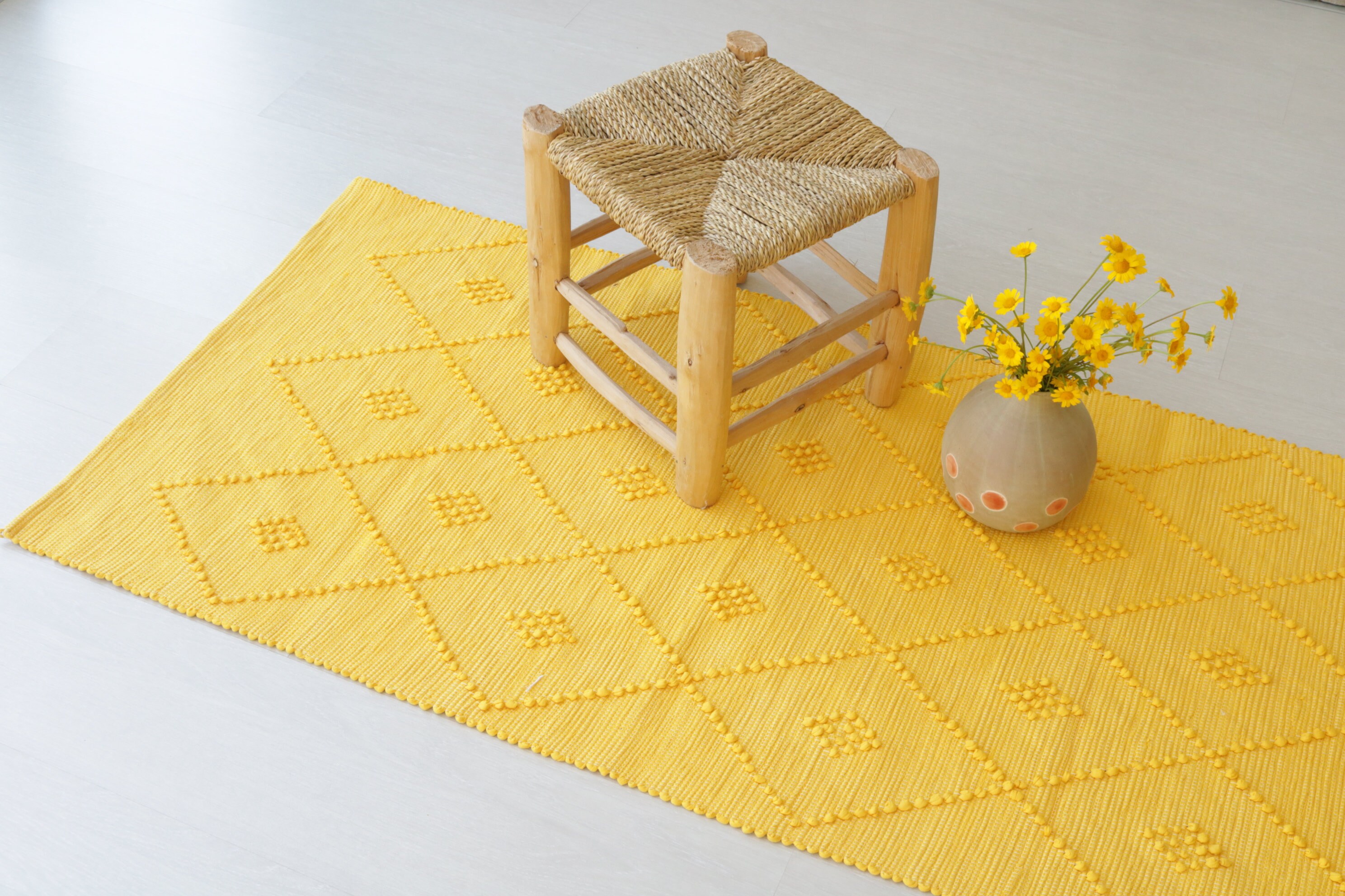 Mittlerer handgewebter gelber Teppich Badezimmerteppich | Etsy