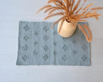 Mini-blauer Teppich, blauer Baumwollteppich, Badezimmerteppich, Badematte, Duschteppich, geometrischer Teppich, portugiesischer Teppich, Eingangsteppich, Tischset
