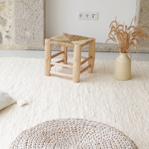 Grand tapis crème tissé à la main 6,5x10 pieds, tapis de zone, tapis de chambre à coucher, tapis de salon, tapis boho, tapis de chambre d'enfant, tapis rustique, tapis lavable en machine image 10