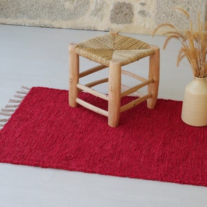 Medium handwoven red cotton rug, bathroom rug, bedroom rug, red rug, hallway rug, red carpet, kitchen rug, red bedside rug, roter Teppich