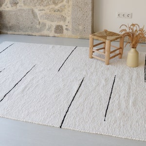Extra large white and black carpet 200x300cm white area rug, abstract rug, living room rug, Scandinavian rug, bedroom rug, Sustainable rug image 4