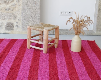 Alfombra grande de rayas rojas y rosas 140x200cm, alfombra de salón, alfombra de colores, alfombra suave, alfombra infantil, decoración bohemia, alfombra boho, tapis de salon