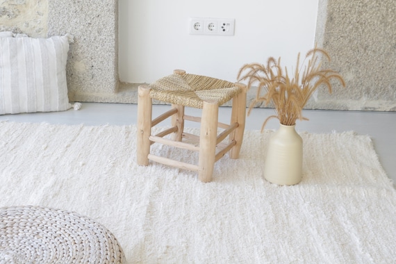 Large handwoven cream rug 180x250 cm area rug cream solid rug