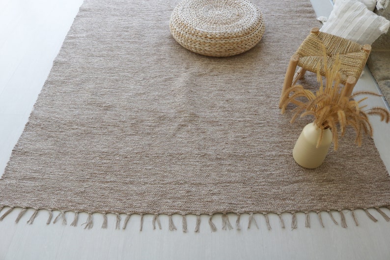 Large handwoven 200x300 cm brown rug, area rug, living room rug, washable rug, kids rug, boho rug, scandi rug, Brauner Teppich, coton rug. image 7