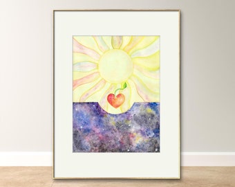 Stampa artistica/Stampa artistica cuore seme/Stampe Giclée/Illustrazione/Acquerello/Pittura ad acquerello/Arredamento e casa