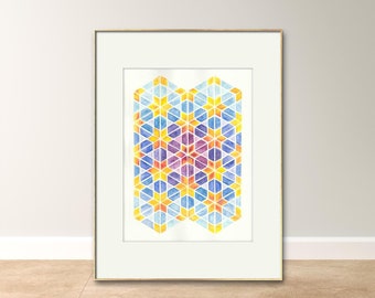 Stampa artistica/Stampa artistica/Geometria sacra/Arte islamica/Stampe Giclée/Illustrazione/Acquerello/Pittura ad acquerello/Arredamento