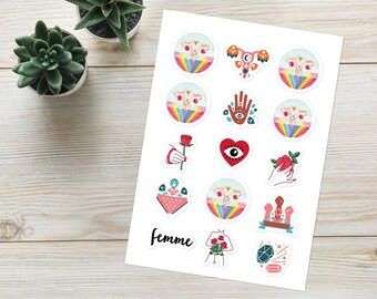 Foglio adesivo Girl Power. Adesivo utero. Utero floreale. Femme. Empower Donna. Amor proprio, Mestruazioni, Rose