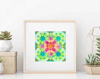 Stampa artistica/Stampa artistica/Geometria sacra/Arte islamica/Stampe/Illustrazione/Acquerello/Pittura ad acquerello/Arredamento e casa