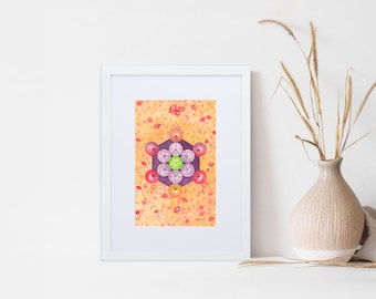 Stampa artistica Cubo di Metatron/Stampa artistica/Stampe Giclée/Illustrazione/Acquerello/Pittura ad acquerello/Arredamento e casa