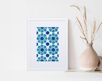 Stampa artistica/Stampa artistica/Geometria sacra/Arte islamica/Stampe/Piastrelle/Illustrazione/Acquerello/Pittura ad acquerello/Arredamento