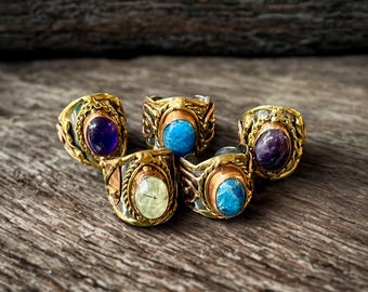 Gemstone Adjustable Statement Rings