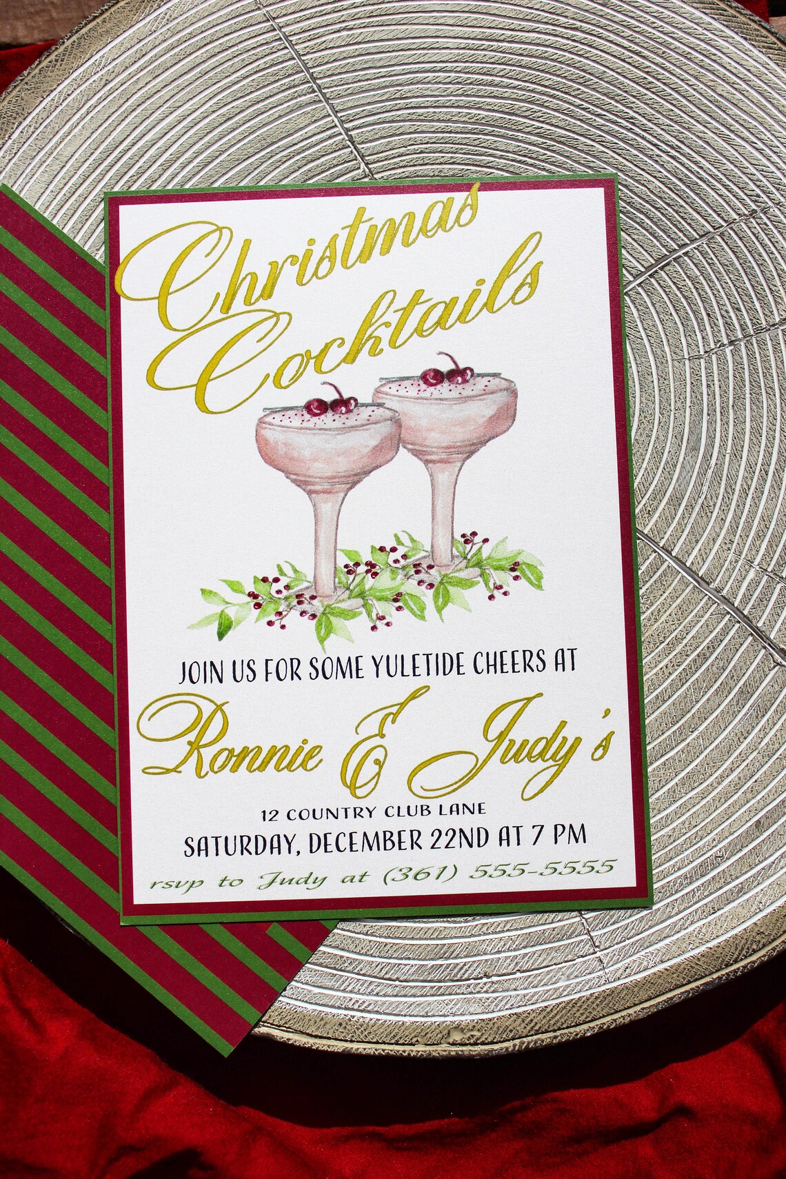 Inviti festa Cocktail di Natale dell'acquerello di dipinti ...
