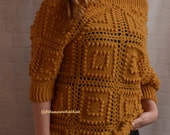 Crochet Sweater 3 4 sleeve Cold shoulder Sweater Woll Blouse Knitwear for woman