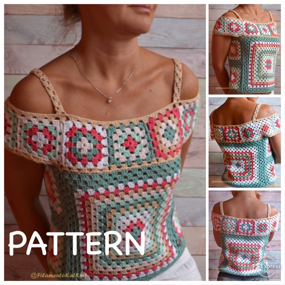 crochet granny square blouse