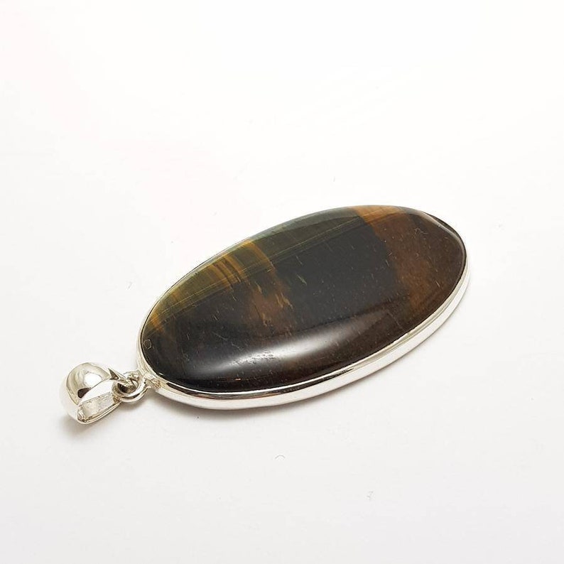 Blue Tiger Eye AAA Grade Crystal Pendant #2 Highest Form Of Sterling Silver 925 Necklace