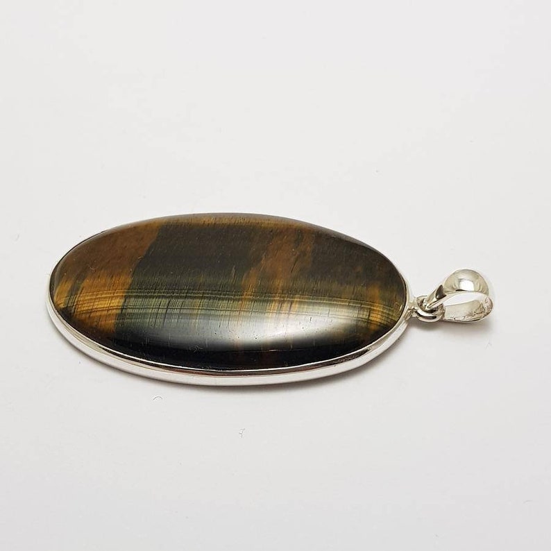 Blue Tiger Eye AAA Grade Crystal Pendant #2 Highest Form Of Sterling Silver 925 Necklace