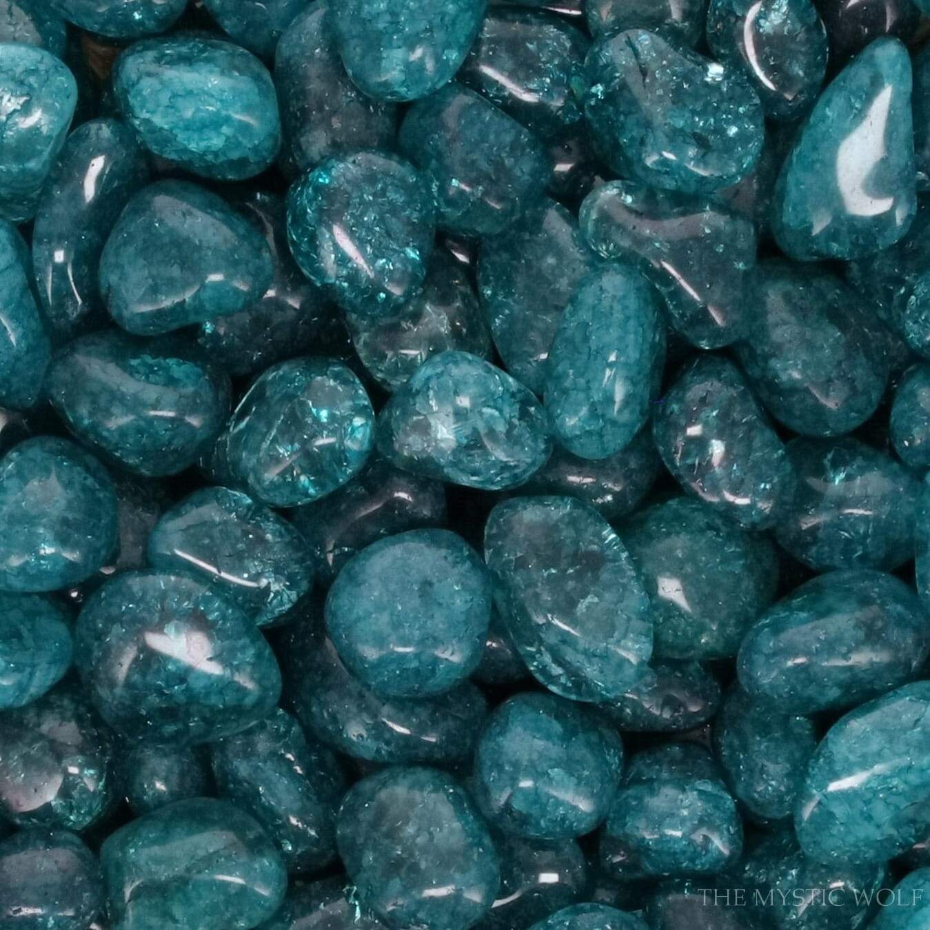 Crackled Quartz Dyed Teal Tumble Stone Large | Etsy