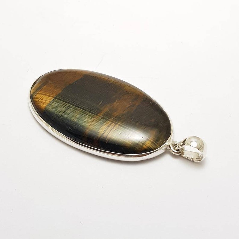 Blue Tiger Eye AAA Grade Crystal Pendant #2 Highest Form Of Sterling Silver 925 Necklace