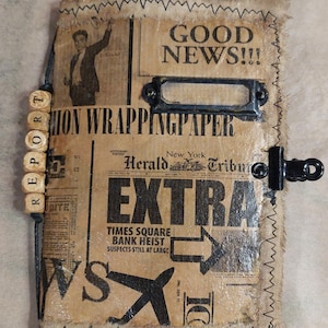 Grungy “Good News” Mini Junk Journal  Handmade Vintage Notebook