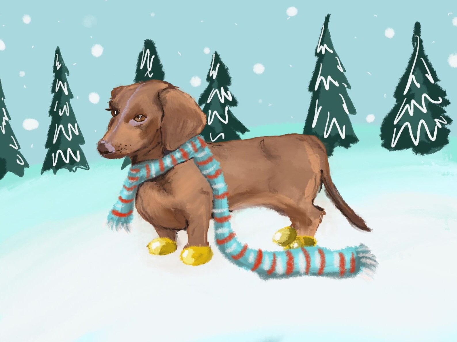 Dachshund Through the Snow Christmas Card Etsy UK
