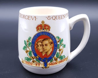 Vintage King George VI & Queen Elizabeth Coronation mug by British Pottery Manufacturers Federation