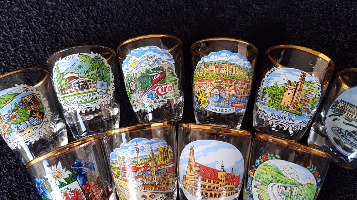 Fabulous vintage collection of 13 souvenir shot glasses Etsy